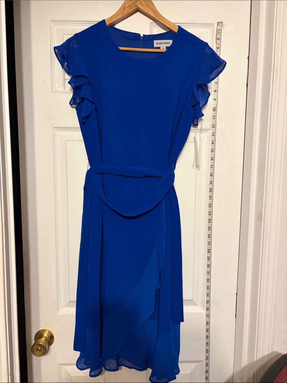 Chelsea & Violet Royal Blue Ruffle Sleeve Midi Dress